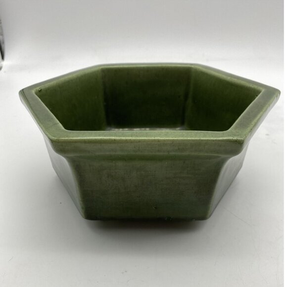 Vintage MCM Hager Planter Pot #4003 Hexagon Shaped Green Art Pottery *chip - Picture 7 of 12